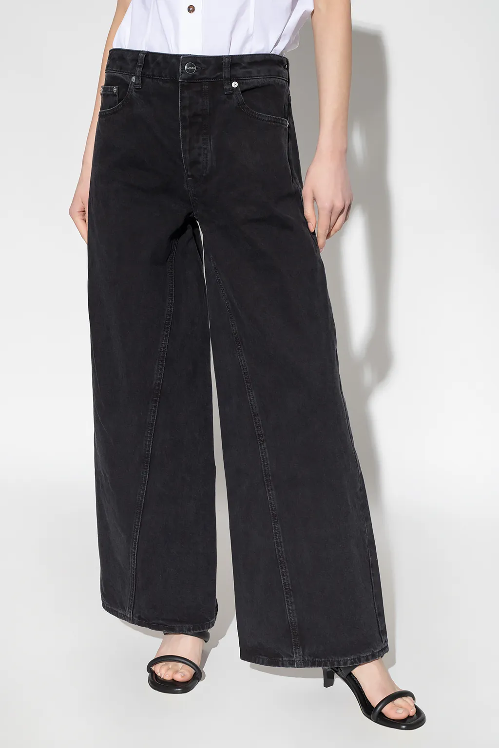 Ganni Logo-Patch Wide-Leg Jeans