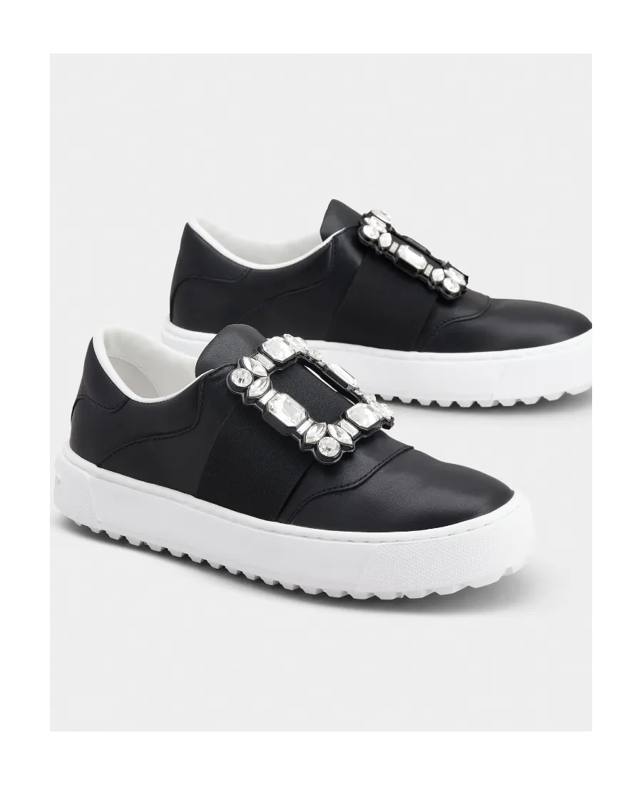 Very Vivier Strass Buckle Sneakers In Leather