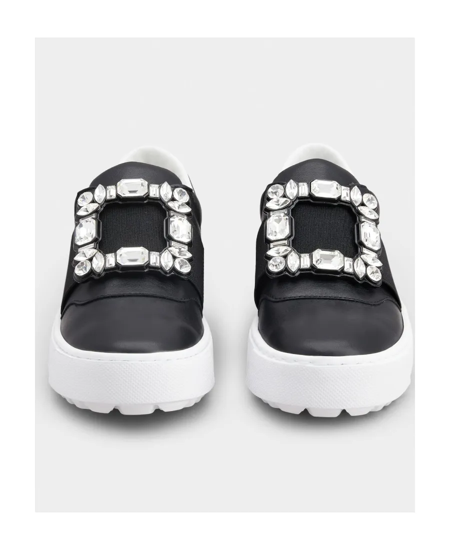 Very Vivier Strass Buckle Sneakers In Leather