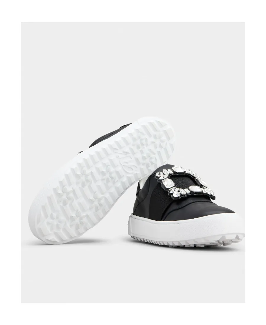 Very Vivier Strass Buckle Sneakers In Leather