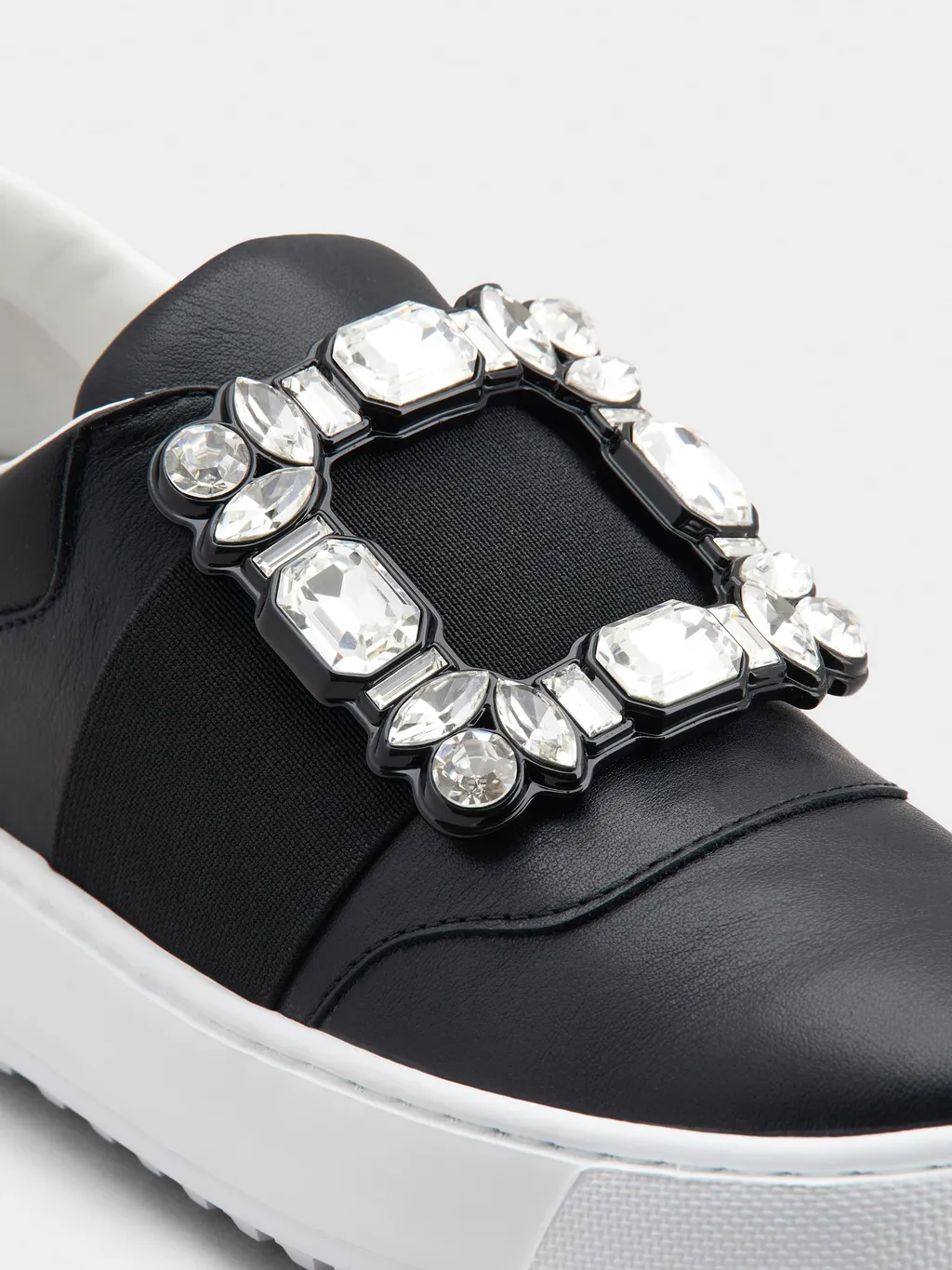 Very Vivier Strass Buckle Sneakers In Leather