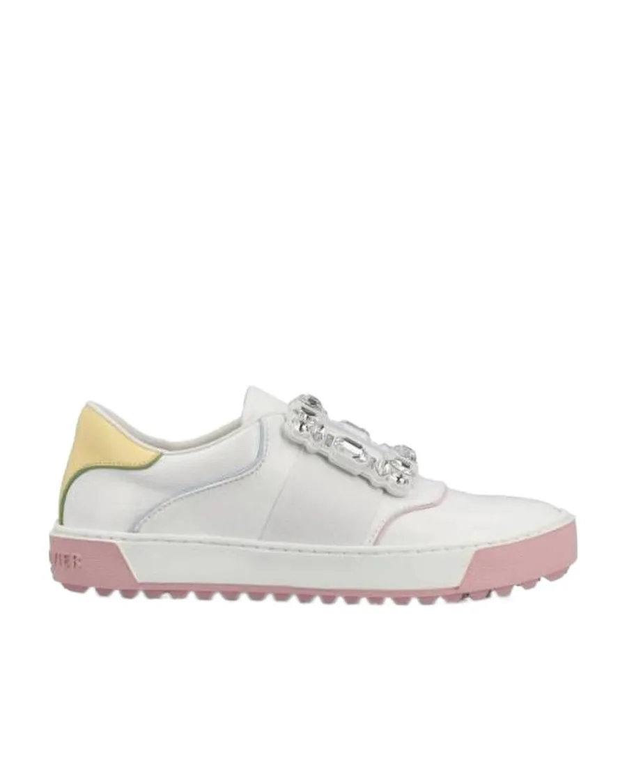 Very Vivier Strass Buckle Sneakers In Leather