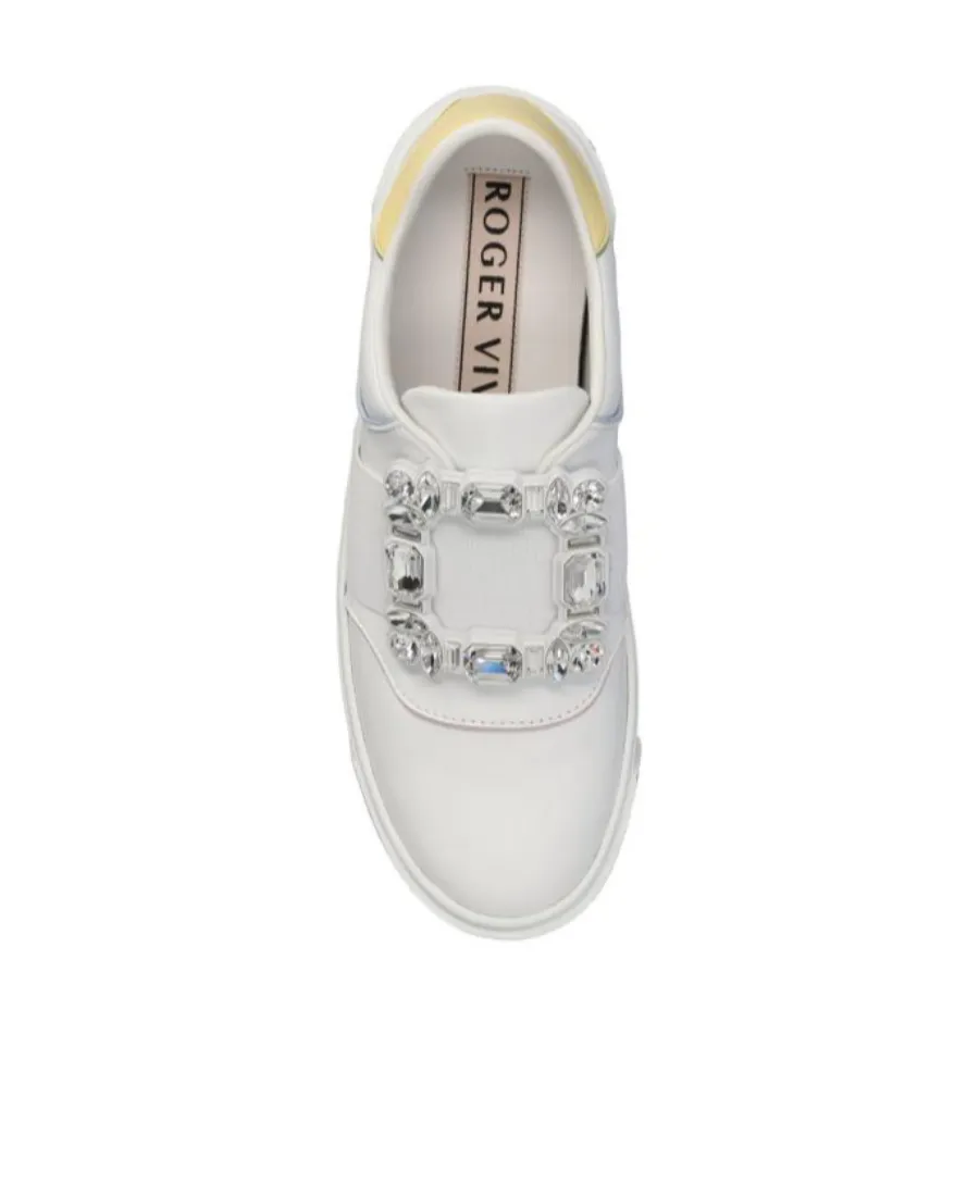 Very Vivier Strass Buckle Sneakers In Leather