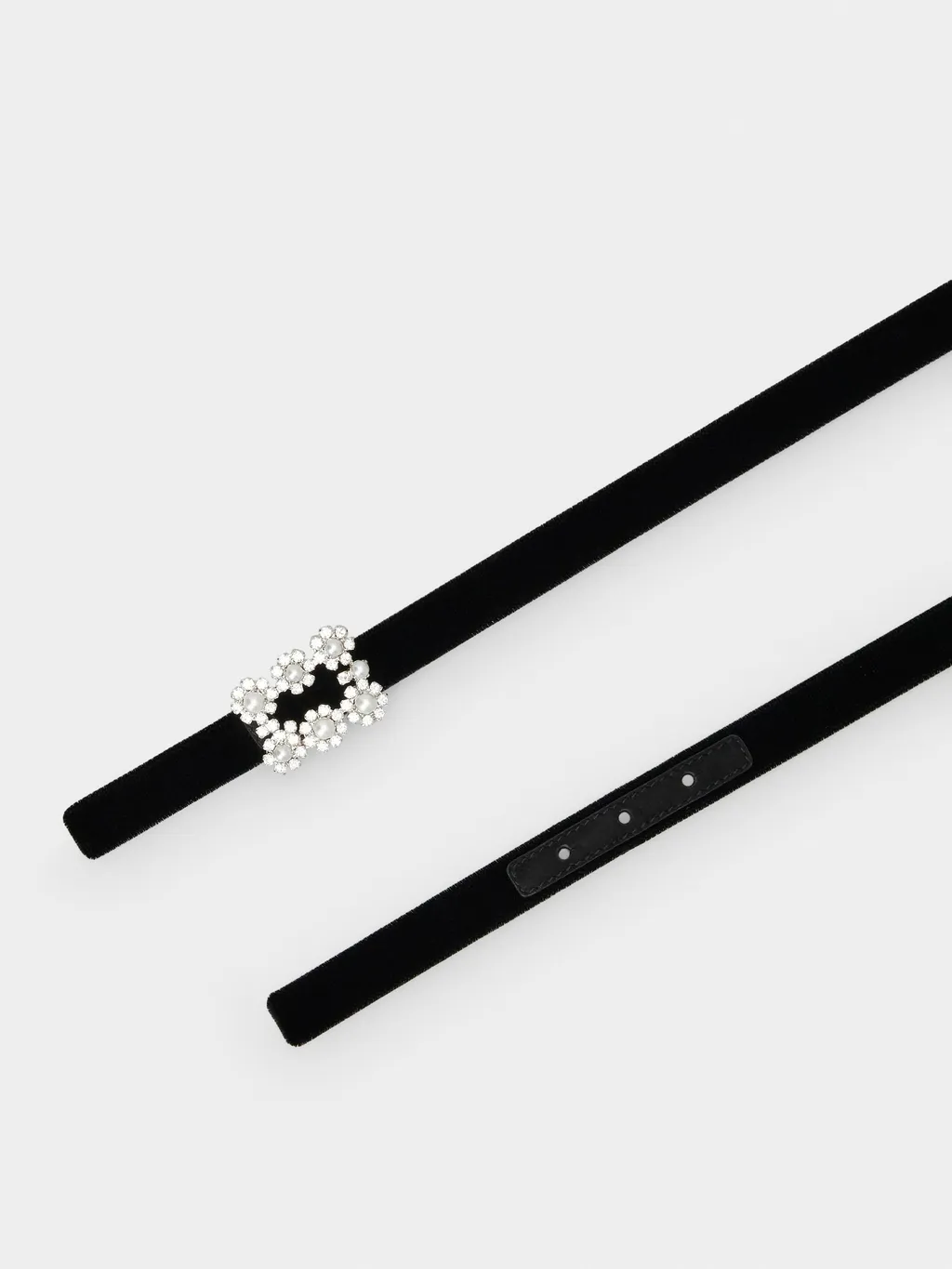 Flower Strass Pearl Buckle Belt In Velvet