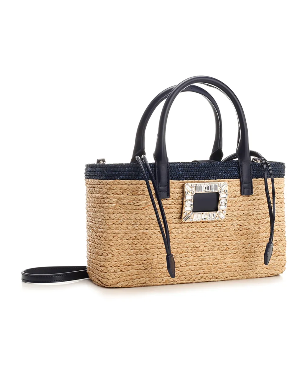 Roger Vivier Small Skate Raffia Shopping Bag