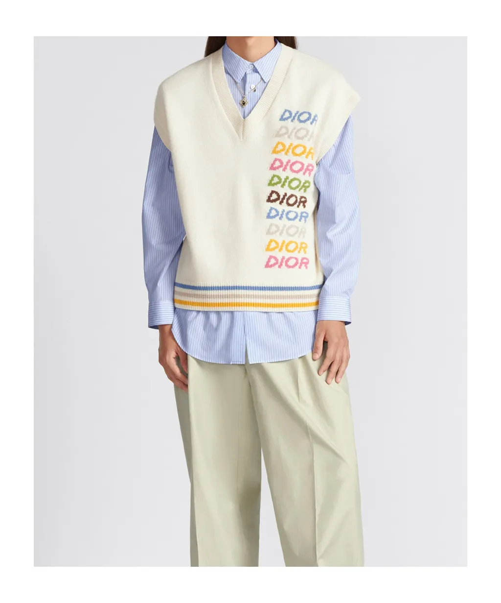 Dior Homme Logo Intarsia V-Neck Jumper