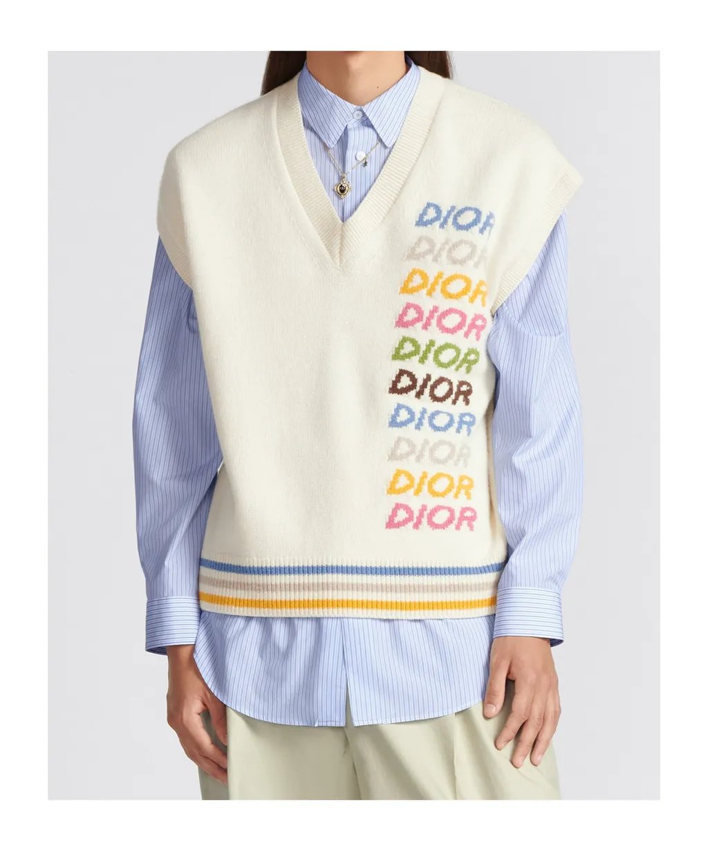Dior Homme Logo Intarsia V-Neck Jumper