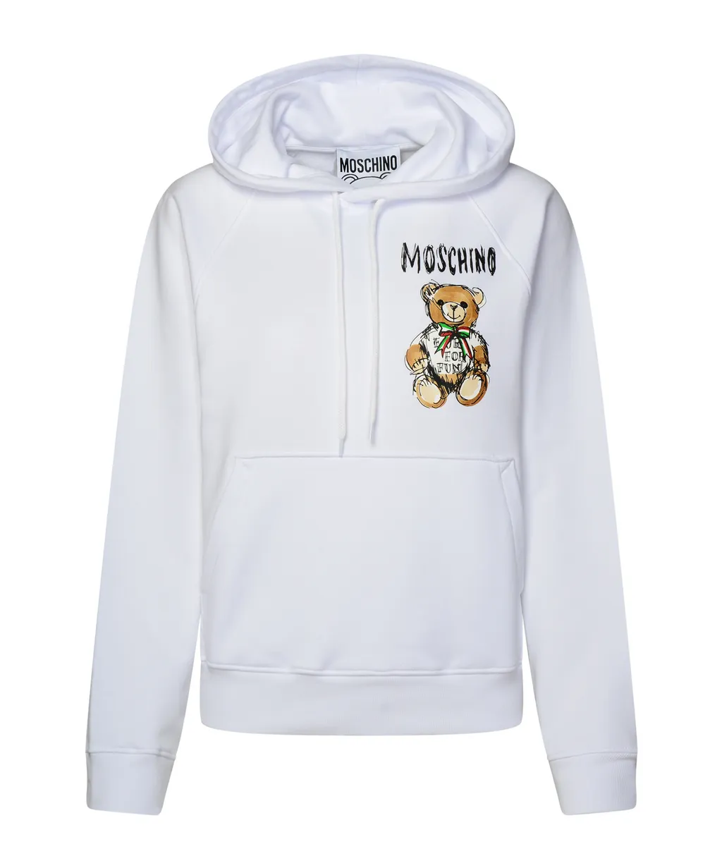 Moschino Logo Teddy Bear Printed Drawstring Hoodie