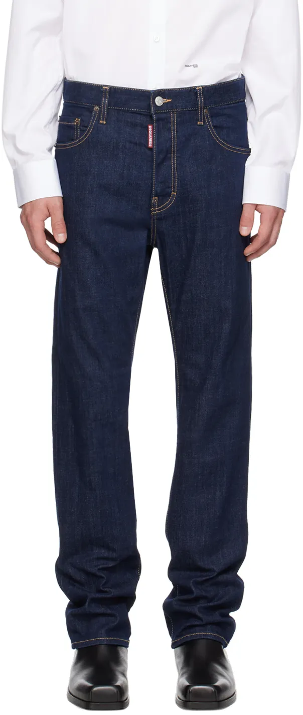Dsquared2 Logo Patch Straight Leg Jeans