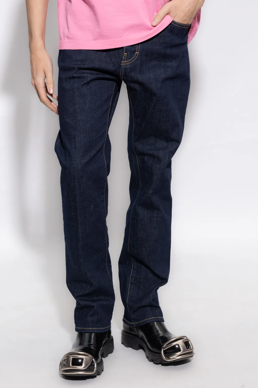 Dsquared2 Logo Patch Straight Leg Jeans