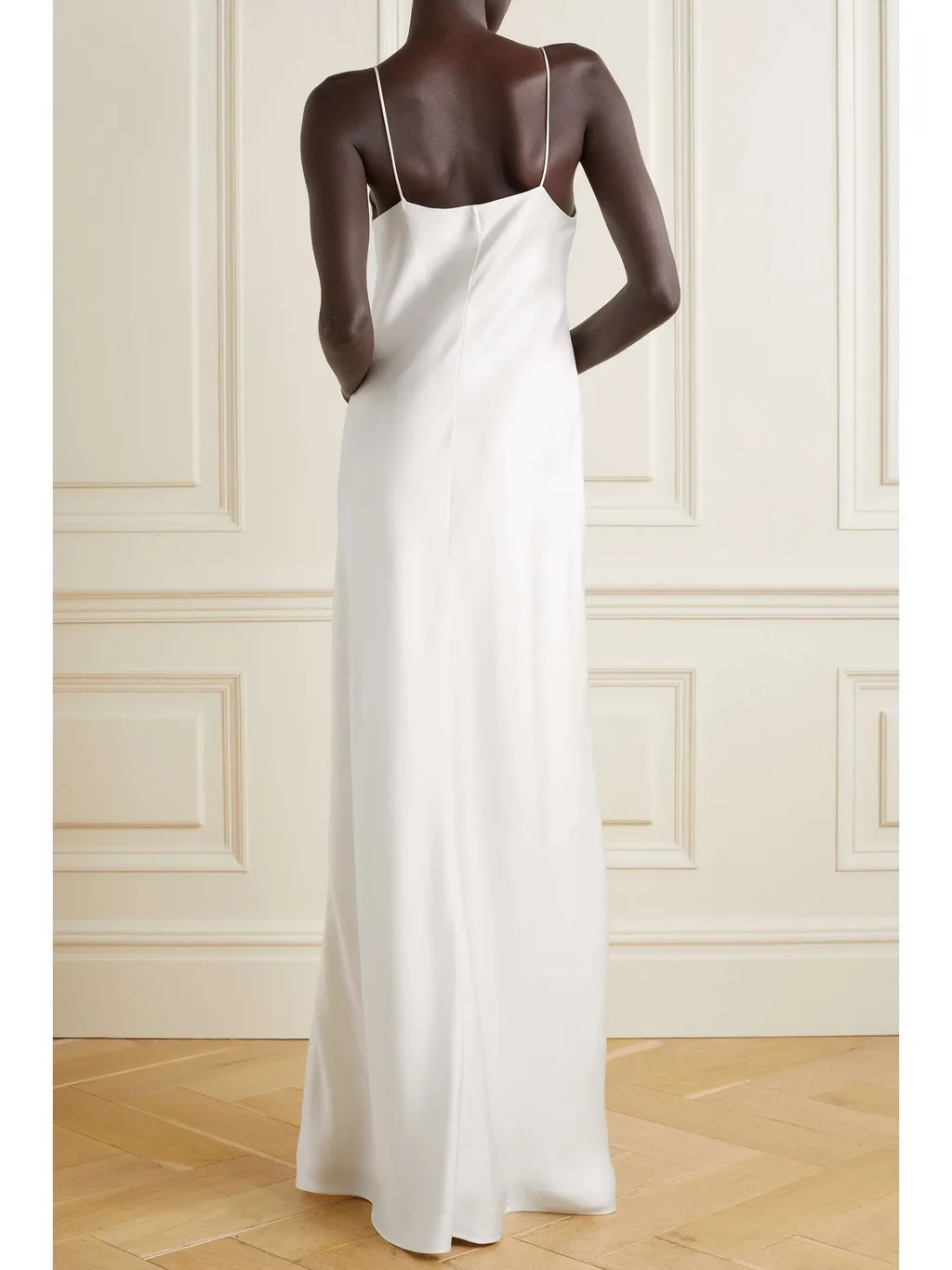 V-Neck Silk Suspender Dress