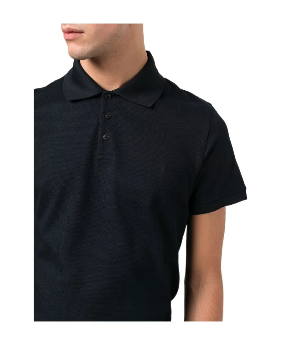Saint Laurent Cassandre Logo Embroidered Polo Shirt