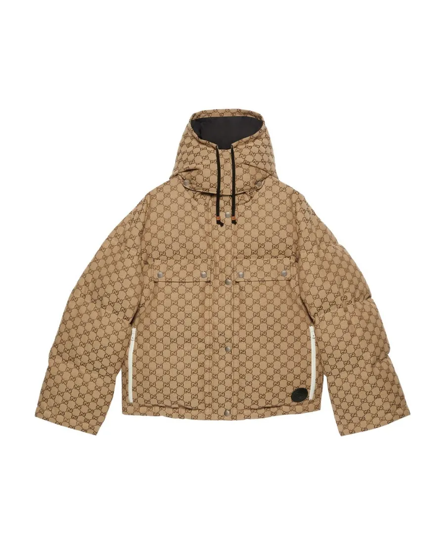 Gg Cotton Canvas Puffer Jacket