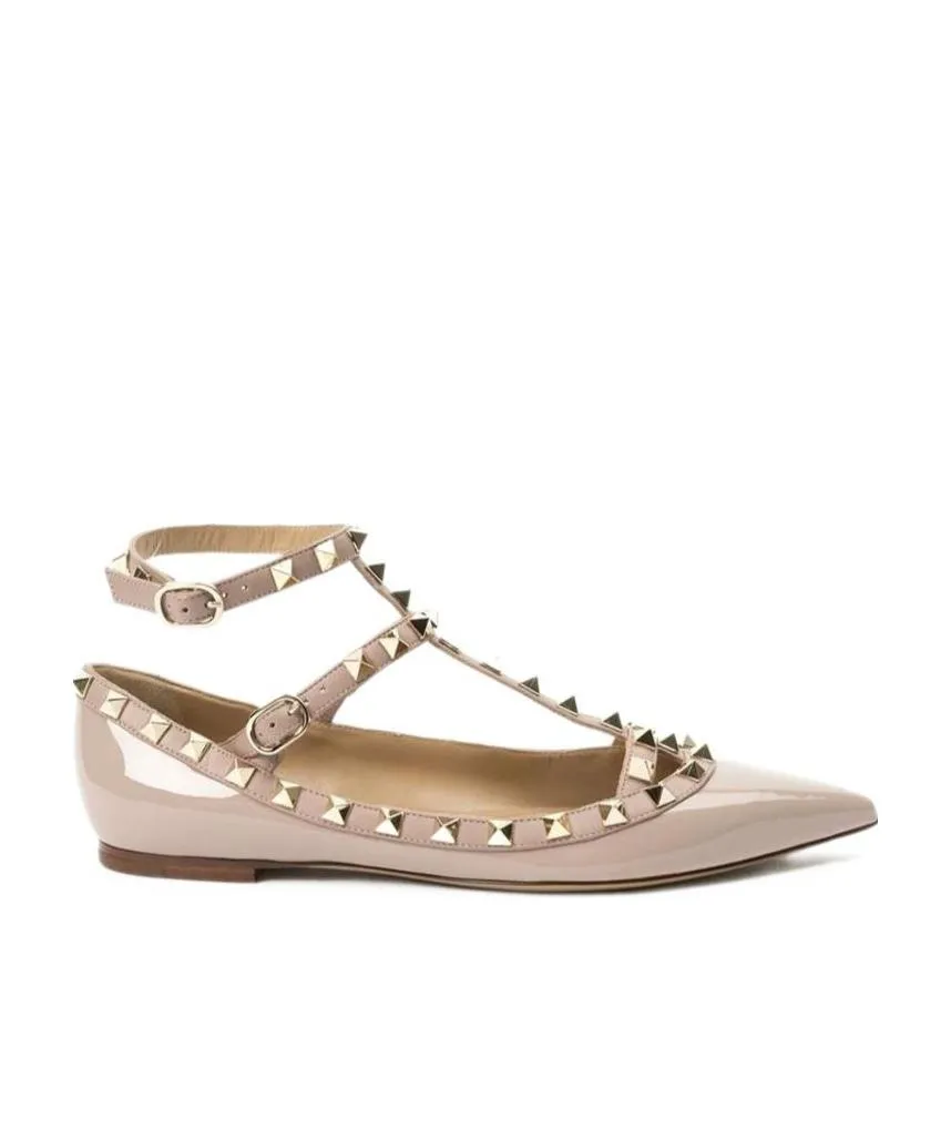 Valentino Garavani Rockstud Pointed Toe Ballerina Shoes
