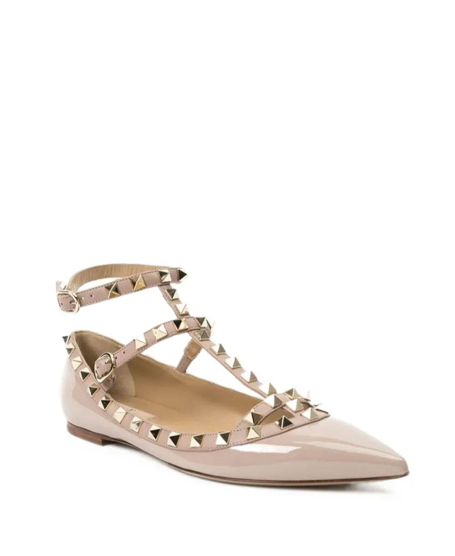 Valentino Garavani Rockstud Pointed Toe Ballerina Shoes