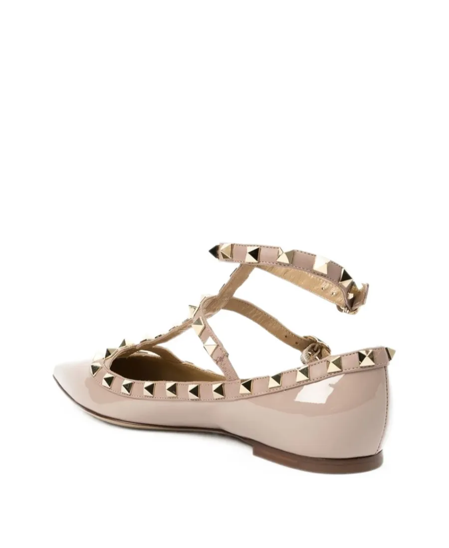 Valentino Garavani Rockstud Pointed Toe Ballerina Shoes
