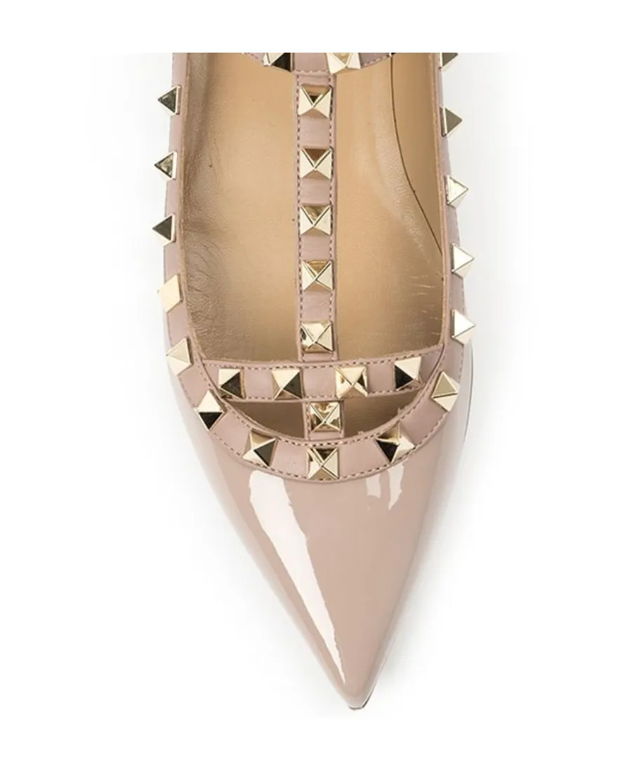 Valentino Garavani Rockstud Pointed Toe Ballerina Shoes