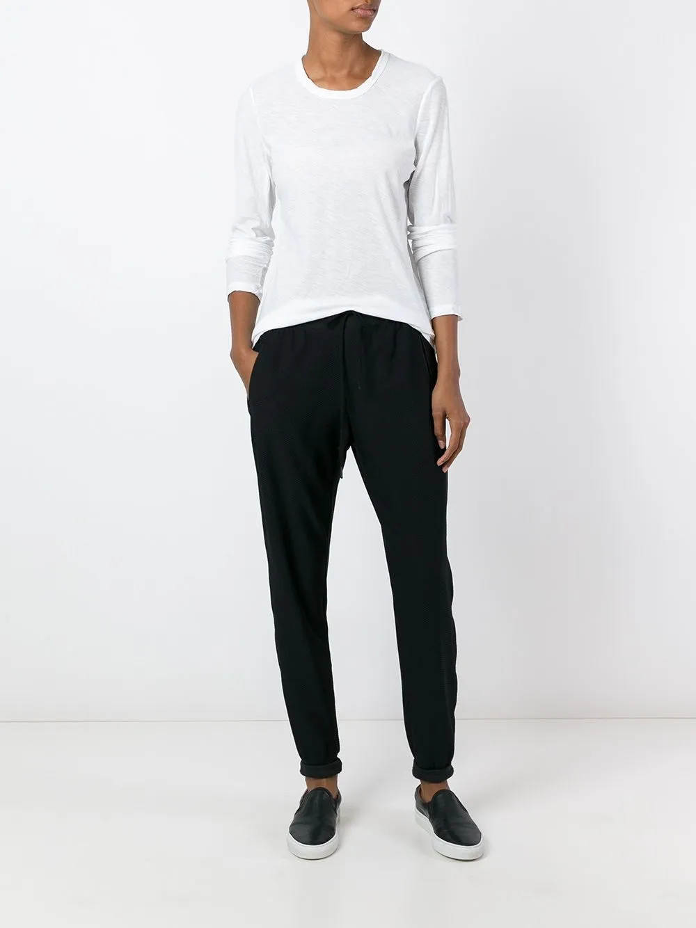 James Perse Long-Sleeved Crewneck Sheer Slub T-Shirt
