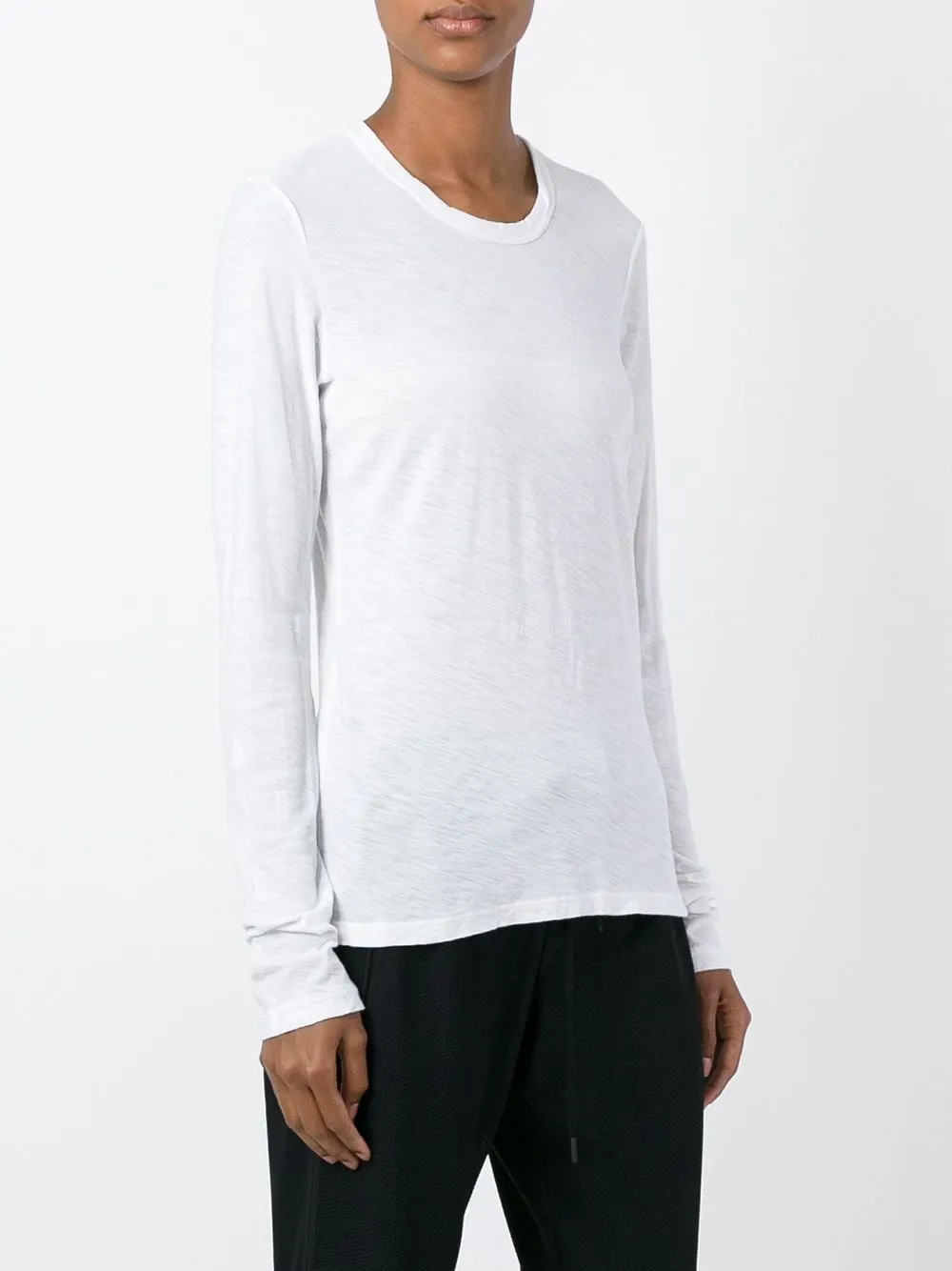 James Perse Long-Sleeved Crewneck Sheer Slub T-Shirt