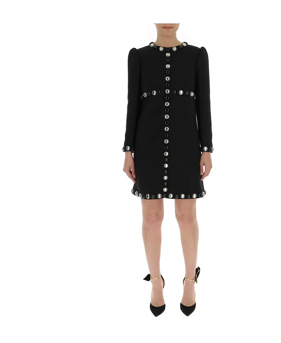 Black Beaded Long-Sleeved Dress