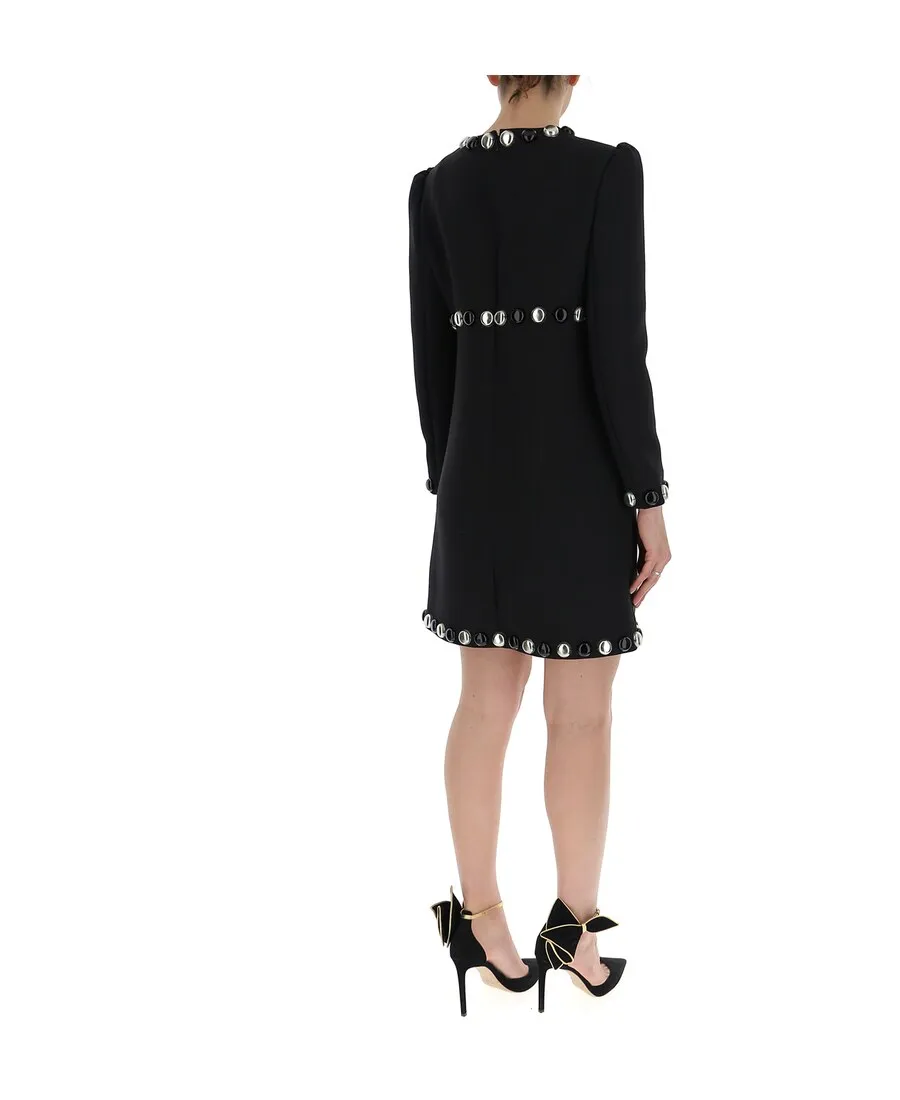 Black Beaded Long-Sleeved Dress