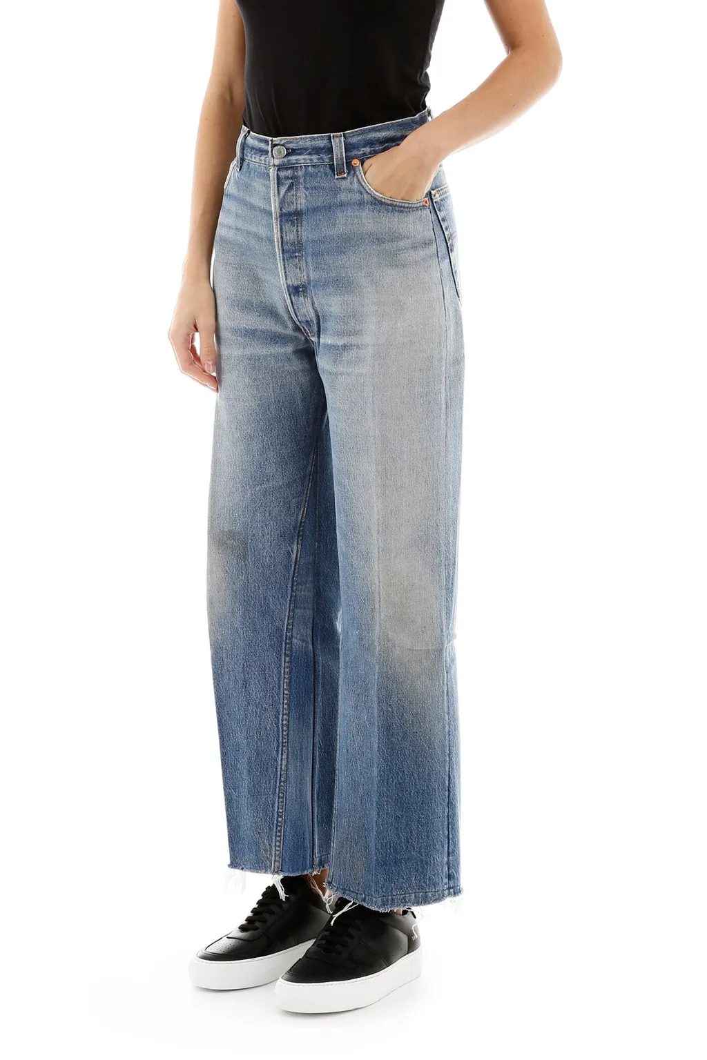 Re/Done Wide-Leg Cropped Jeans