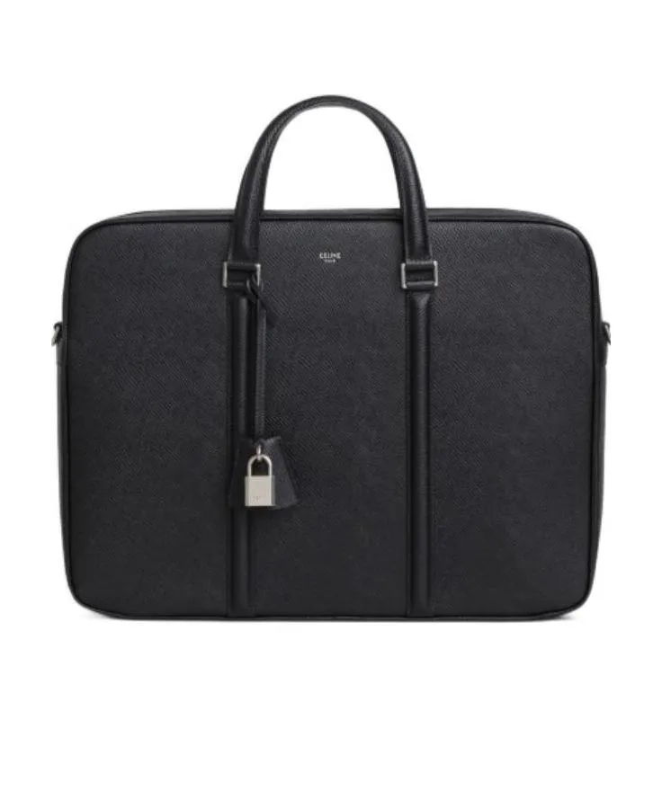 Black Medium Grain Logo Briefcase