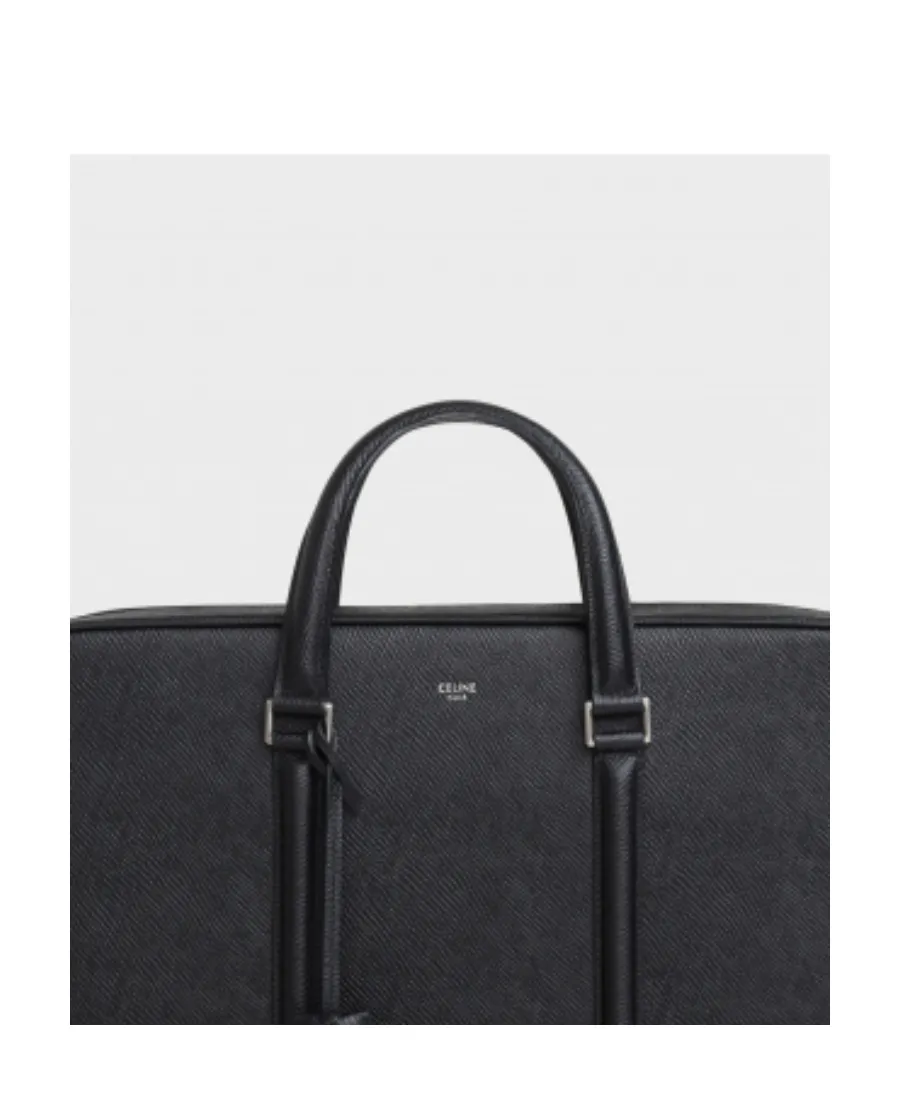 Black Medium Grain Logo Briefcase