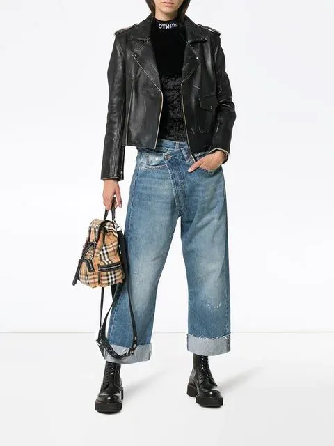 Middle Waist Loose Cross Cut Jeans