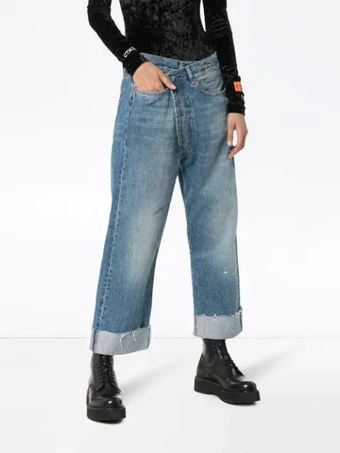 Middle Waist Loose Cross Cut Jeans