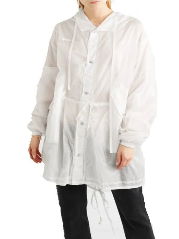 White Semi-Transparent Casual Jacket
