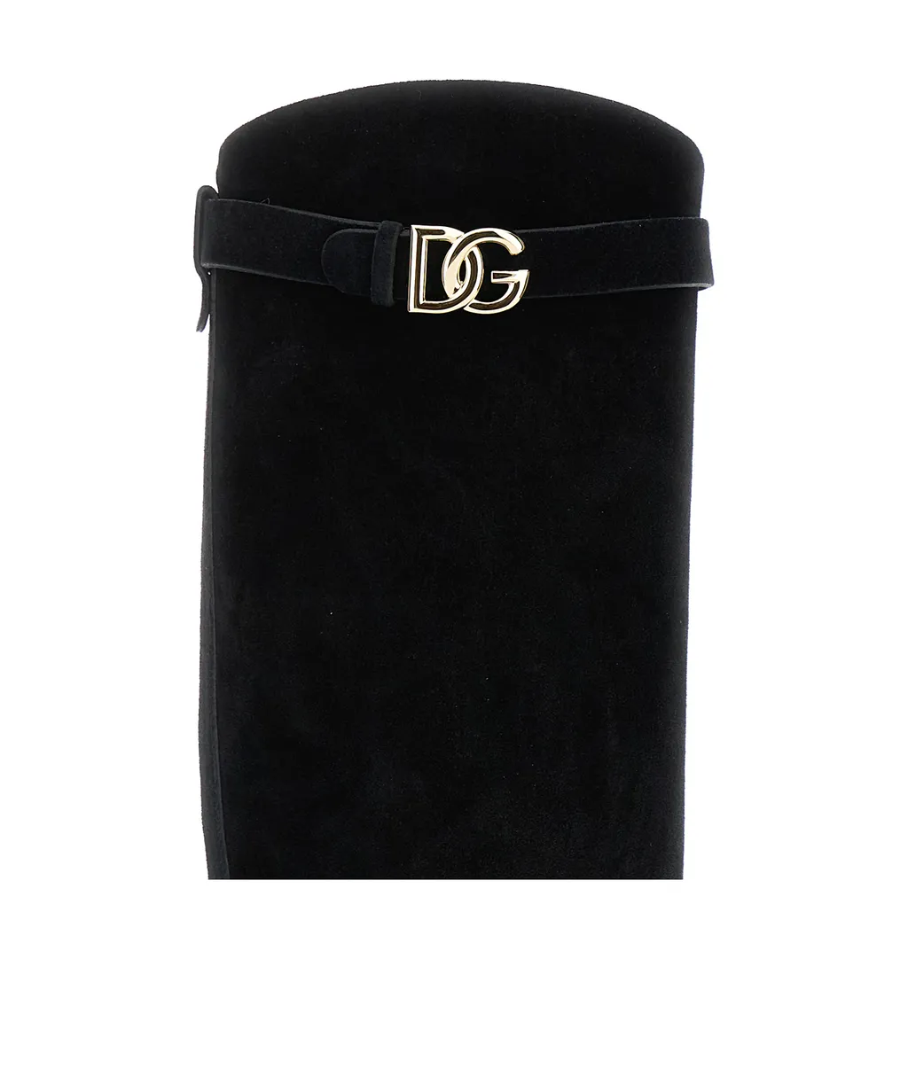 Dolce & Gabbana Logo Plaque Round Toe Boots