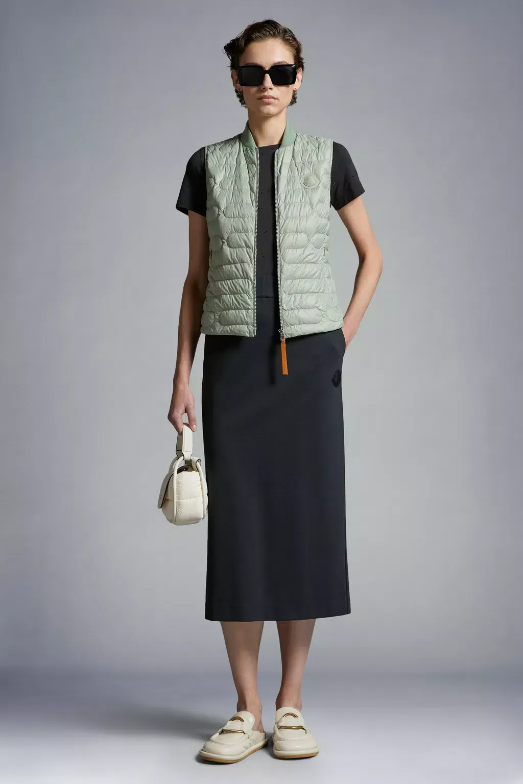 Moncler Logo Patch Midi Skirt