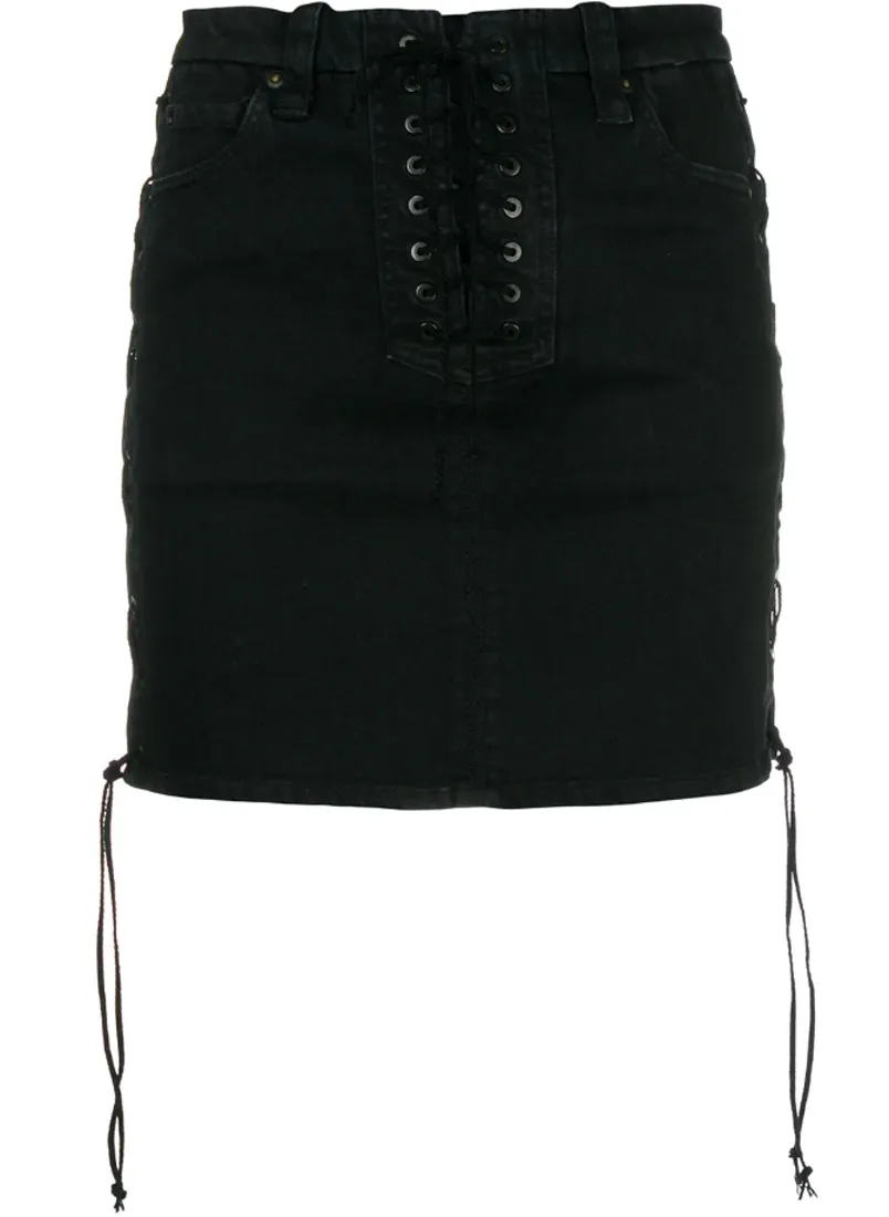 Straddle Denim Skirt