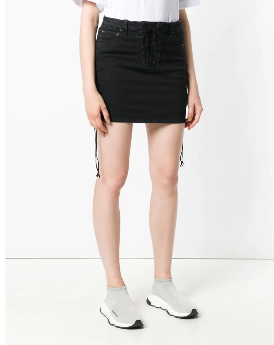 Straddle Denim Skirt