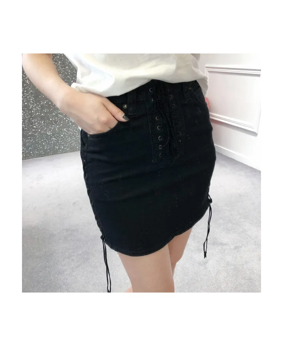 Straddle Denim Skirt