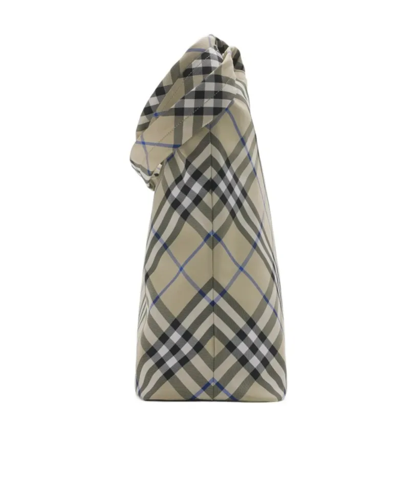 Burberry Equestrian Knight-Embroidered Checked Tote Bag