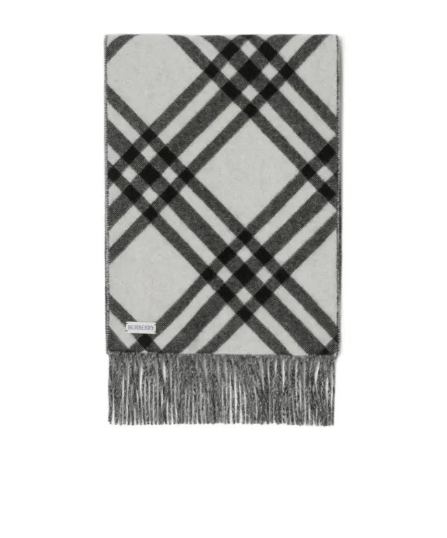 Burberry Checked Fringed-Edge Scarf