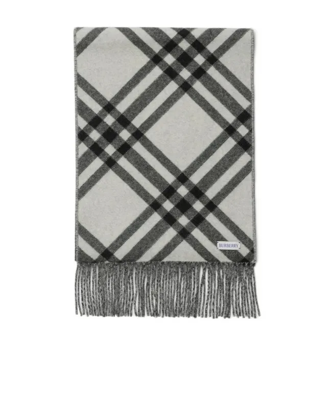 Burberry Checked Fringed-Edge Scarf
