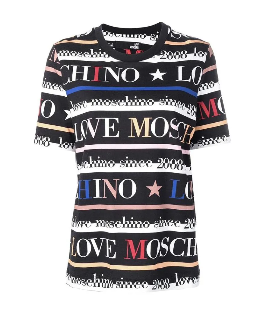 Logo Striped Printed T-Shirt