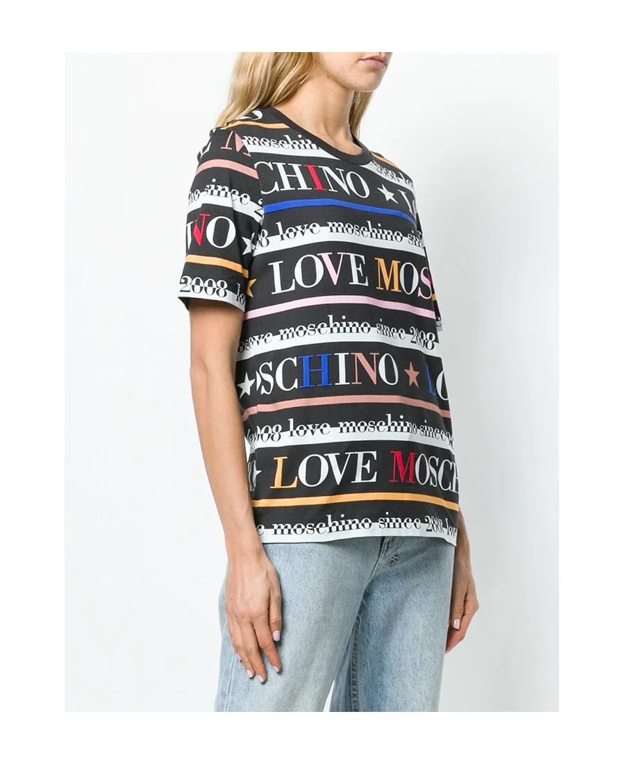 Logo Striped Printed T-Shirt