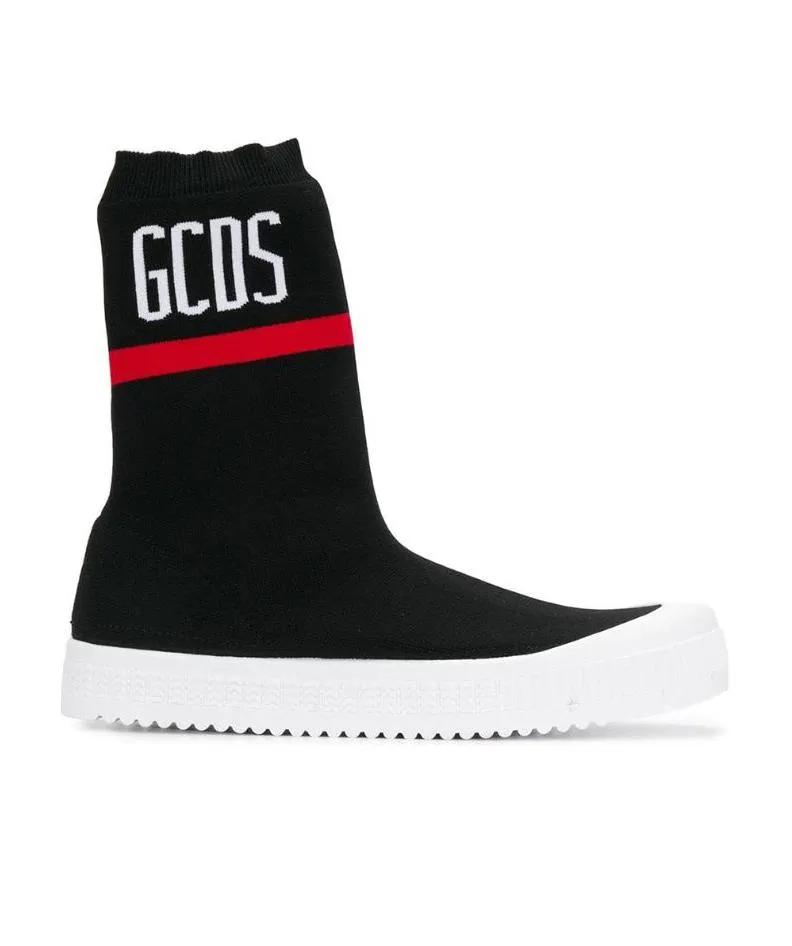 Logo Knitted High-Top Casual Sneakers