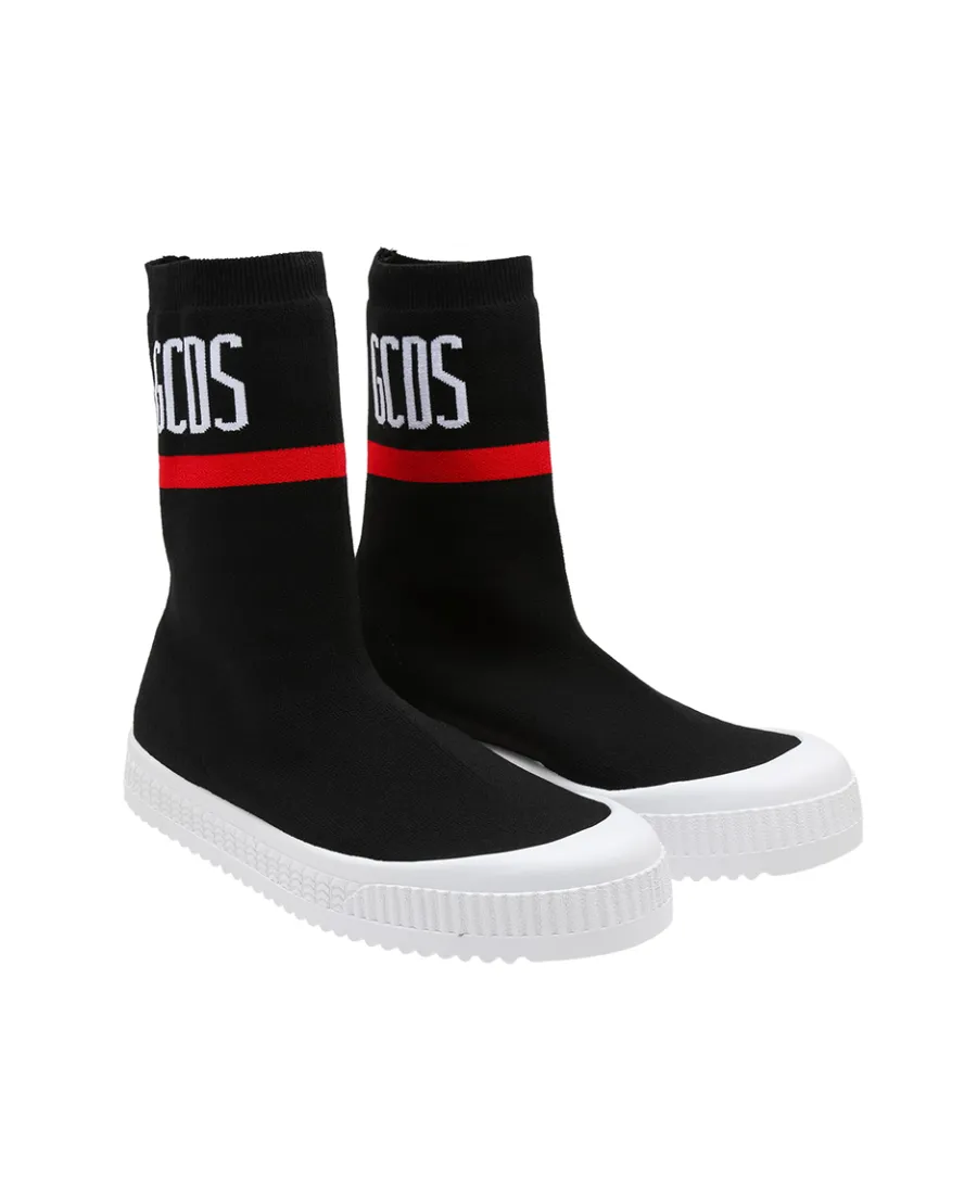 Logo Knitted High-Top Casual Sneakers