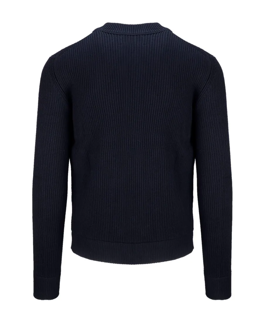 Navy Blue Turtleneck Knitted Cardigan