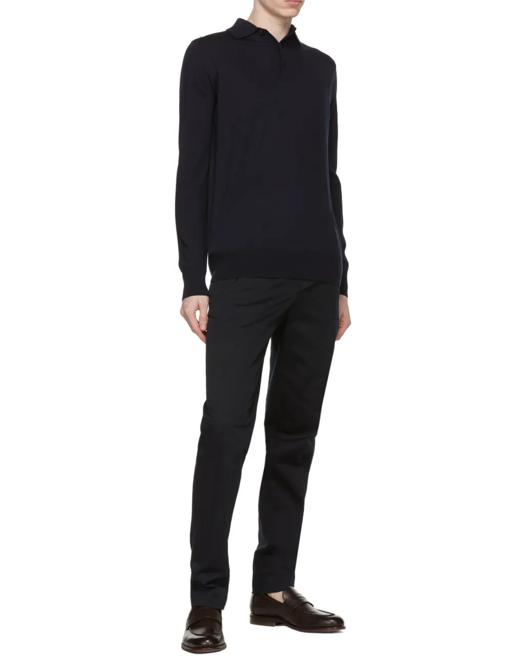 Loro Piana Long-Sleeved Knitted Polo Shirt