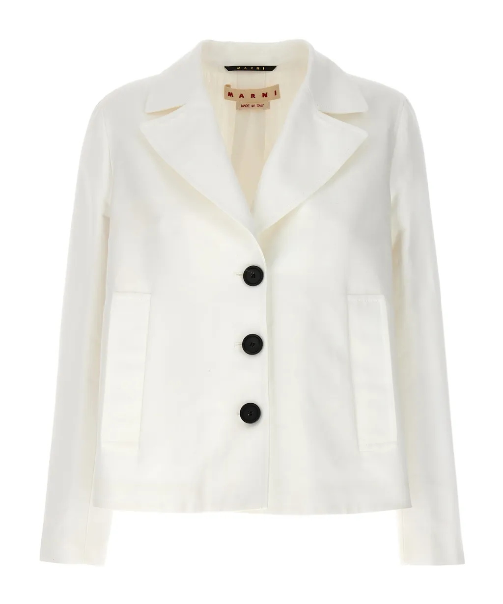 Marni Single-Breasted Cropped Tailored Blazer