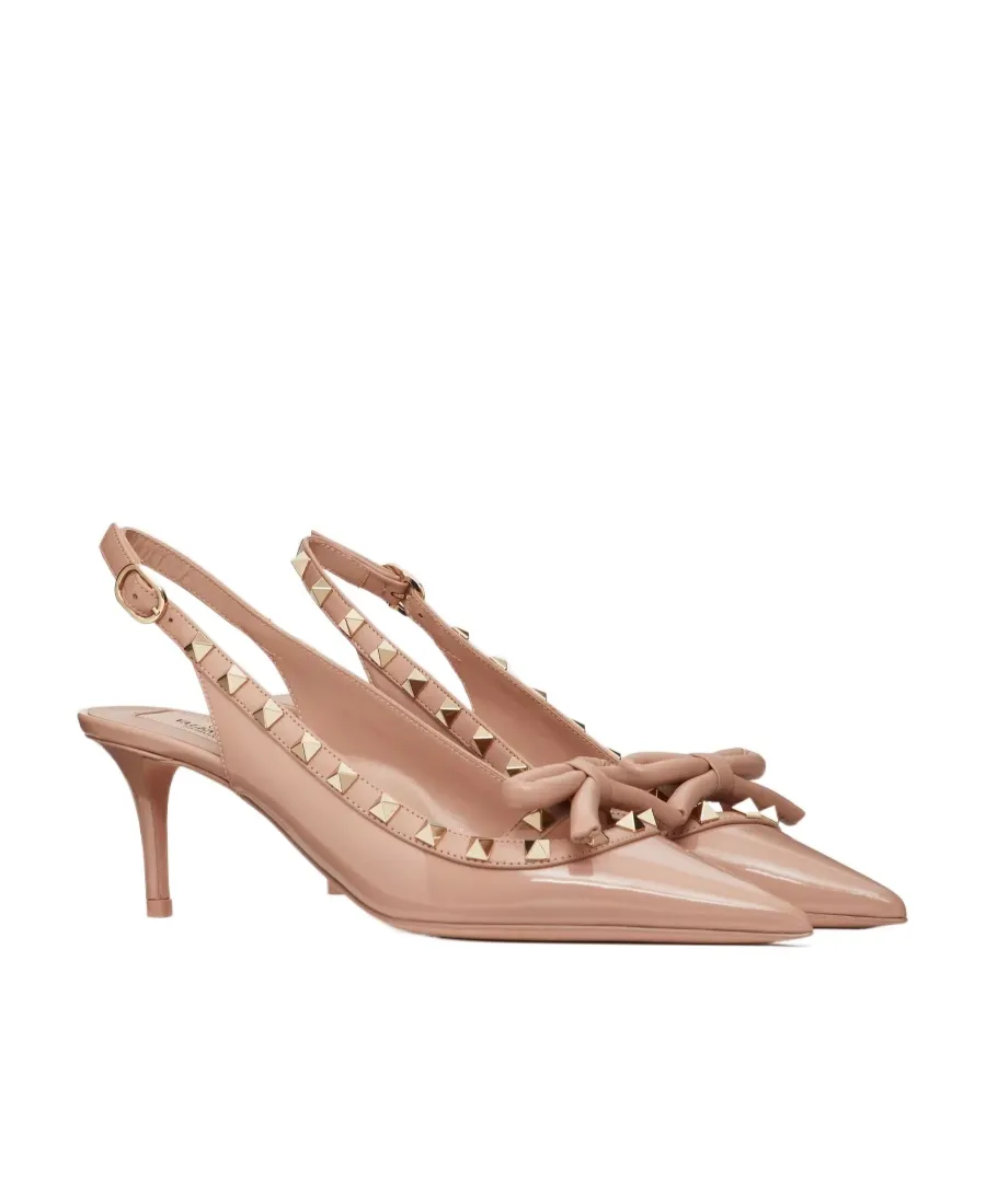 Valentino Garavani Rockstud Bow Detailed Pointed Toe Pumps