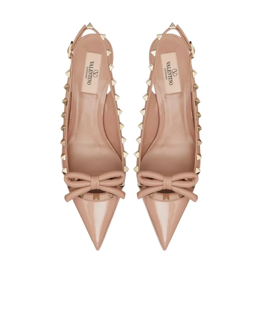 Valentino Garavani Rockstud Bow Detailed Pointed Toe Pumps