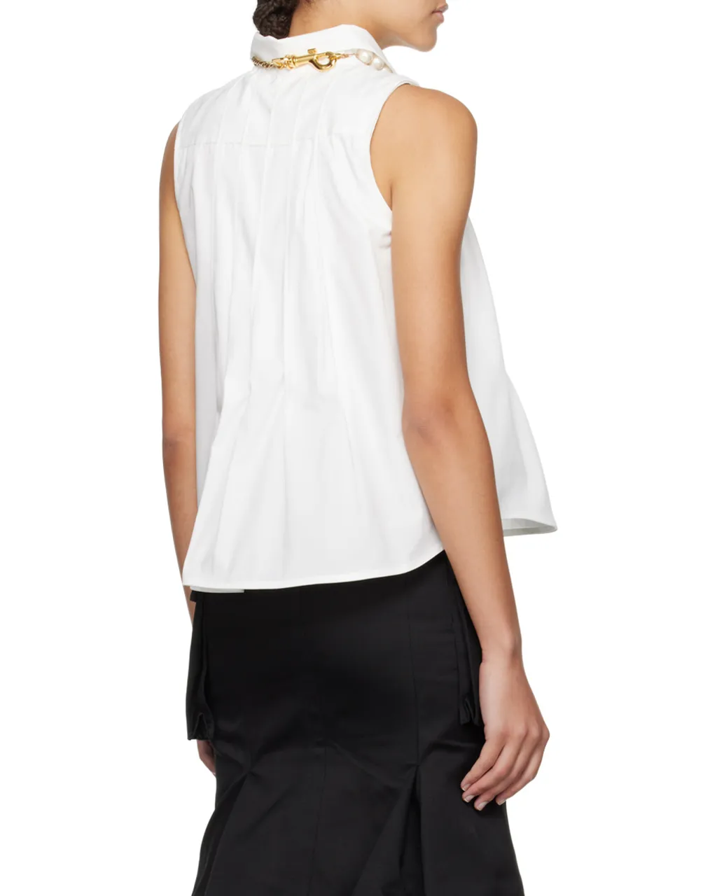 Sacai Pleated Flared Hem Sleeveless Shirt