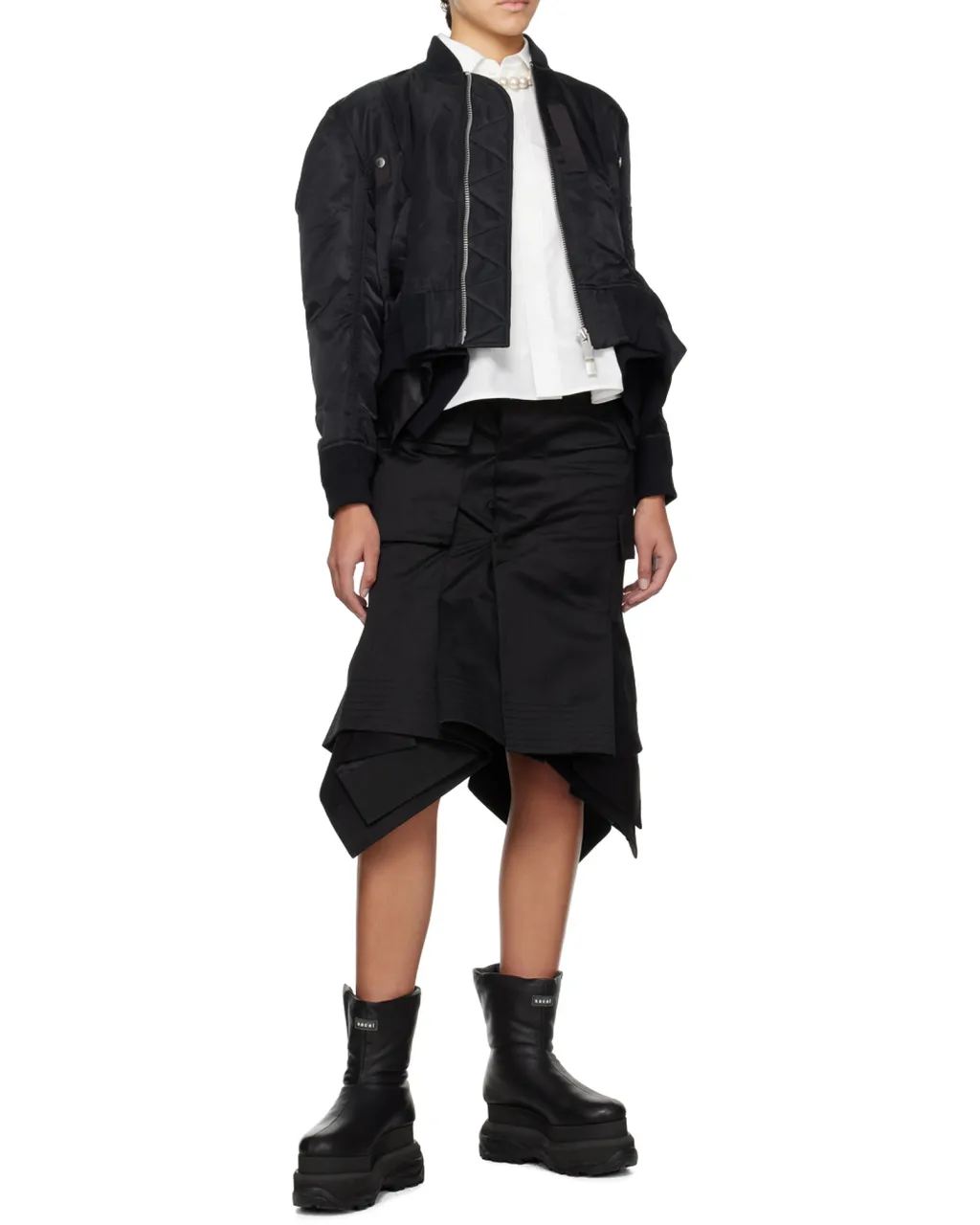 Sacai Pleated Flared Hem Sleeveless Shirt